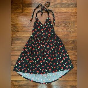 urban outfitters cherry polkadot halter dress